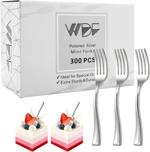 Vista 10 de WDF 300 piezas de plástico transparente mini tenedores de plástico transparente de 4 pulgadas tenedores de degustación de plástico Tenedores