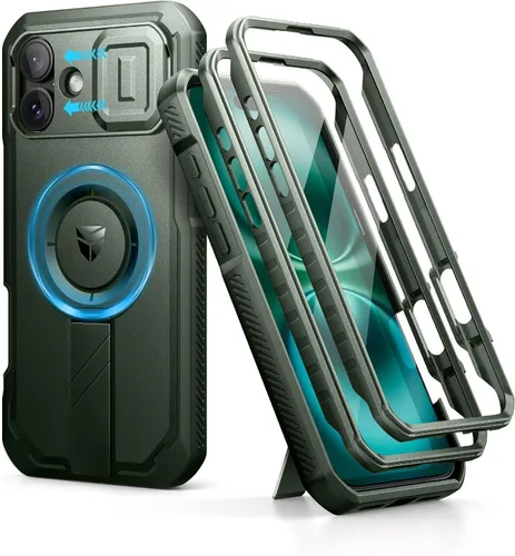 Vista 108 de Dexnor - Funda para iPhone 12 & iPhone 12 Pro con tapa deslizante para cámara, soporte ajustable y protector de pantalla integrado, carcasa