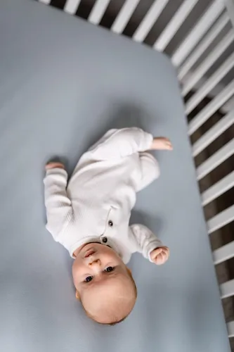 Vista 4 de Pobi Baby - Sábana bajera ajustable para cuna para niños y niñas, mezcla de Azul bebé