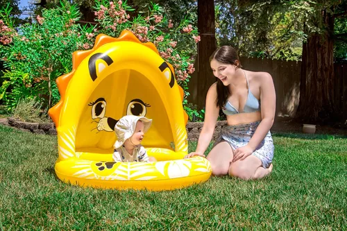 Vista 6 de Poolmaster Piscina inflable para niños con sombrilla, bebé león pequeño