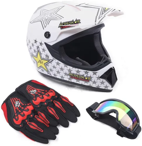 Vista 3 de TFCFL Casco de motocross todoterreno unisex para niños y jóvenes, casco todoterreno para hombres y mujeres, aprobado por DOT (2, L)