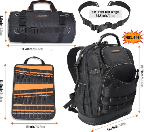 Vista 8 de Mochila de herramientas y rollo de herramientas, socio perfecto a la moda