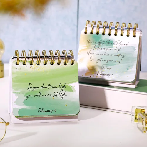 Vista 2 de Calendario diario motivacional e inspirador - Calendario diario con citas inspiradoras, 14 cm x 12.2 cm, decoración de escritorio perpetua sin