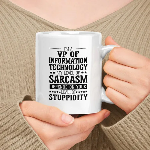 Vista 23 de Taza de cerámica blanca de regalo para administrador de 11 oz, 15 onzas, mi nivel de sarcasmo depende de tu nivel