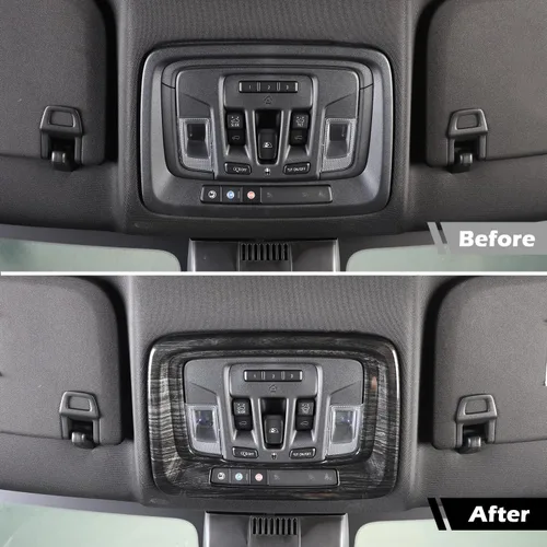 Vista 2 de RT-TCZ Marco de luz de cúpula para consola superior Silverado para Chevy Silverado GMC Sierra 2019 en adelante Accesorios interiores de grano
