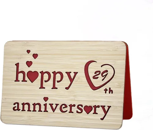 Vista 21 de Tarjeta de felicitación de madera para el primer aniversario, hecha a mano, 1 año, aniversario de boda, tarjeta de primer aniversario para ella, él