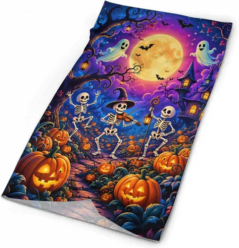 Vista 2 de Cozy Autumn Ghosts Halloween Pattern Balaclava