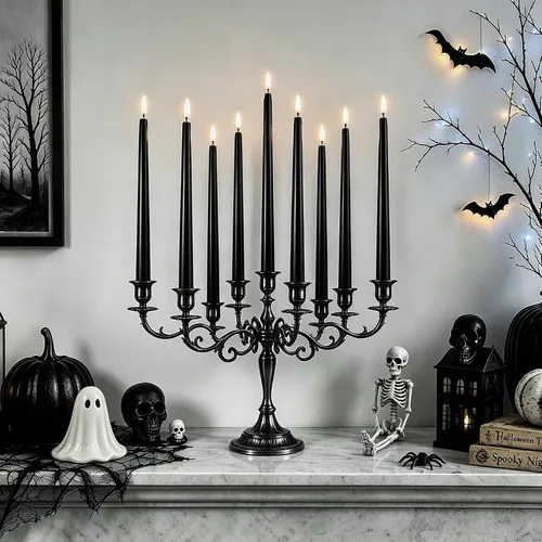 Vista 5 de Velas cónicas sin llama negras con control remoto, velas LED parpadeantes que funcionan con pilas, juego de 6 Nuevo Negro