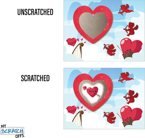 Vista 3 de My Scratch Offs Paquete de 26 tarjetas de San Valentín para rascar el corazón de Cupido, tarjetas de revelación de corazón de 3 x 4 pulgadas