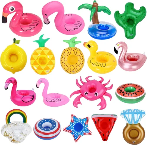 Vista 19 de LanMa Inflatable Drink Holders Bulk Pool Drink Floats Cup Holder for Swimming Pool Party 120 unidades.