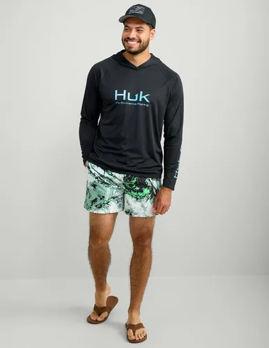 Vista 2 de HUK - Sudadera con capucha de manga larga ventilada para hombre, camiseta de pesca con capucha Negro