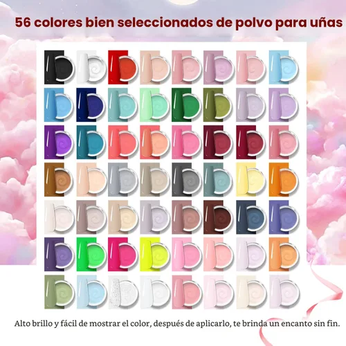 Vista 2 de OpenLive Kit de polvo de inmersión para uñas, kit de inicio de polvo de inmersión de uñas de 56 colores, secado rápido, para manicura de inmersión