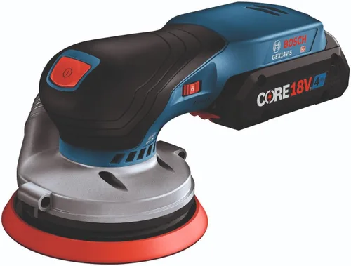Vista 3 de BOSCH GEX18V-5B15 18V Kit de lijadora orbital aleatoria sin escobillas de 5 pulgadas con (1) batería de alimentación avanzada CORE18V 4 Ah