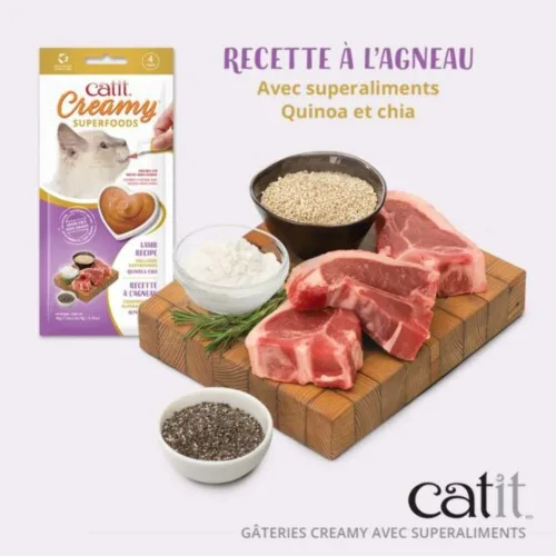 Vista 7 de Catit Creamy Superfood Lickable Cat Treat - Golosina hidratante y saludable para gatos de todas las edades, surtido, paquete de 8