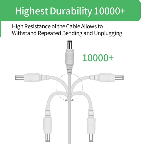 Vista 8 de Cable de extensión de alimentación de 33 pies 10 M CC 12 V para cámara de seguridad CCTV DVR independiente, cable de extensión de CC de 0.217 in x