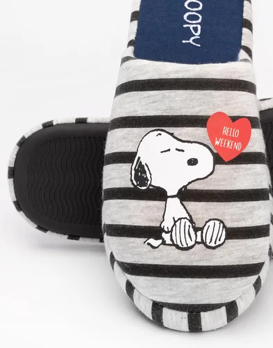 Vista 6 de Peanuts Zapatillas Snoopy para mujer, zapatos de casa grises sin cordones, gris