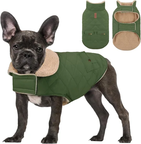 Vista 13 de Abrigo de invierno para perros pequeños, chaqueta sólida para cachorros, abrigo cálido para mascotas para clima frío, prendas acolchadas resistentes