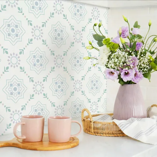 Vista 3 de GSS Designs - Plantilla de azulejos reutilizable de 12 x 12 pulgadas para pintar pisos de cemento de pared, muebles de madera, decoración del hogar