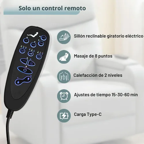 Vista 4 de Rocker - Silla reclinable para cuarto de bebé, mecedora giratoria con calor y masaje, para sala de estar, color gris Gris cuero
