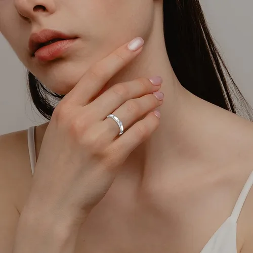 Vista 3 de Anillos apilables de oro para mujer, de plata de ley S925, anillo de boda para siempre, anillo ajustable con apertura