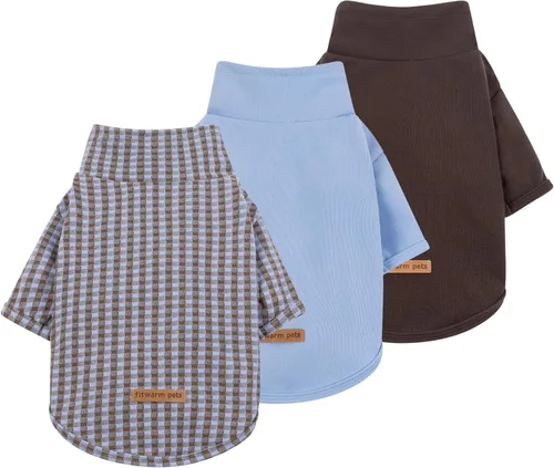 Vista 11 de Fitwarm - Sudadera con capucha para perros con bloques de color, ropa de invierno para perros pequeños niño niña, sudadera con capucha ligera