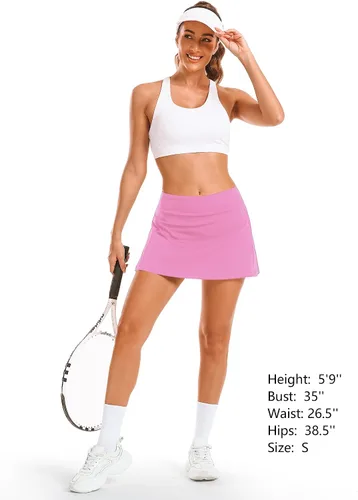 Vista 4 de Stelle Faldas de tenis y golf para mujer, cintura alta con bolsillos, pantalones cortos interiores para atletismo, deportes, correr, pickleball