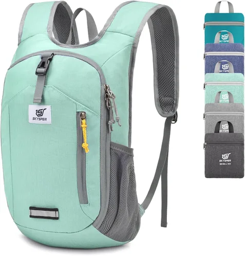 Vista 11 de SKYSPER Mochila de senderismo pequeña plegable de 10 litros, plegable, ligera, para senderismo, viaje, para mujeres y hombres