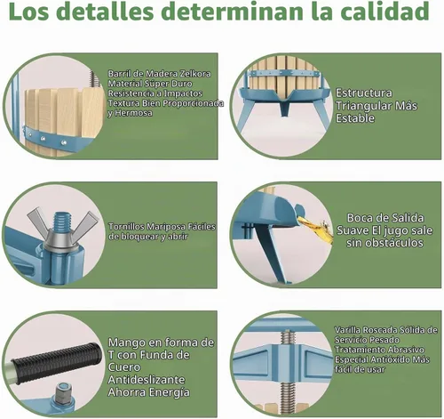 Vista 4 de SQUEEZE master Prensa de sidra de vino de frutas, cesta de madera maciza, barra de mango de 3.17 galones/12L-T, más estable, exprimidor tradicional