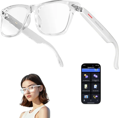 Vista 9 de Gafas inteligentes para hombres y mujeres con GPT de chat, gafas de traducción Bluetooth con 164 idiomas, audio de oído abierto con micrófono