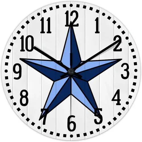 Vista 8 de Reloj de pared vintage de estilo rústico con estrella de Texas occidental, reloj de madera, silencioso sin tictac, funciona con pilas, para sala