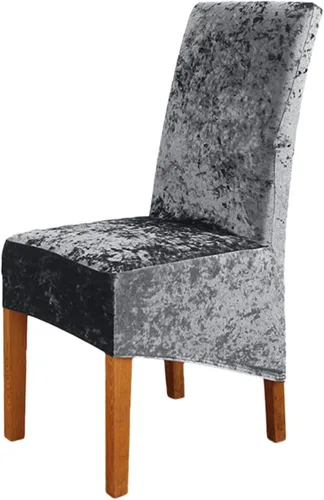 Vista 22 de Fundas para silla de terciopelo triturado, fundas protectoras elásticas y extraíbles para sillas XL, para comedor, ceremonia, banquete, boda Negro