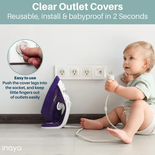 Vista 4 de Inaya Kit completo a prueba de bebés y cerradura de palanca de puerta Inaya paquete de 4 cerraduras a prueba de niños, adhesivo 3M y fácil