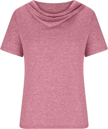 Vista 4 de DASAYO Blusa casual de manga corta para mujer, con cuello drapeado, holgada, sólida, cómoda, a la moda, túnicas