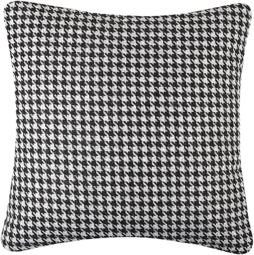 Vista 5 de Yeiotsy 2 fundas de cojín geométricas de pata de gallo para sofá, cama y silla, hechas de algodón y lino (18 x 18 pulgadas, negro)