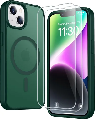 Vista 192 de SPIDERCASE Funda magnética translúcida diseñada para iPhone 11, con 2 protectores de pantalla de vidrio templado, antihuellas, para iPhone 11 de 6.1