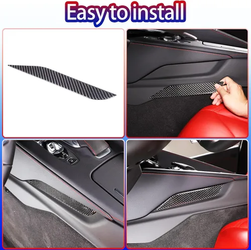 Vista 4 de Adhesivo lateral para panel de palanca de cambios de control compatible con Corvette C8 Stingray 2020-2023, fibra de carbono suave, 1 pieza C8