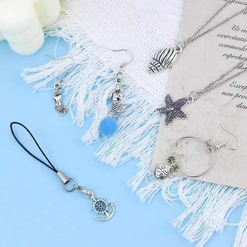 Vista 6 de JIALEEY Venta al por mayor 100 piezas mezcla de plata antigua encanto colgante colección DIY suministro de joyería para collar pulsera colgante