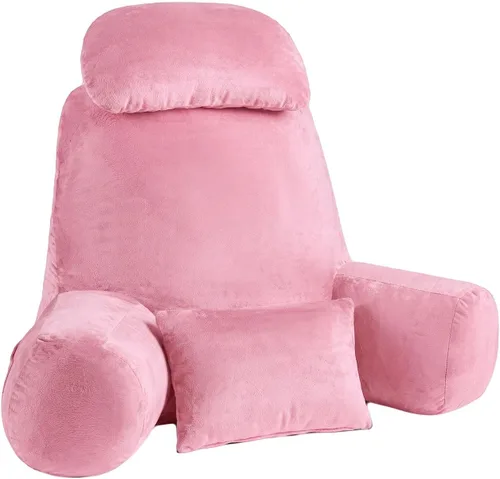Vista 14 de NOONTIDE Almohada de lectura para adultos sentados en la cama: almohada de espalda extragrande de 32 pulgadas con rollo de cuello desmontable