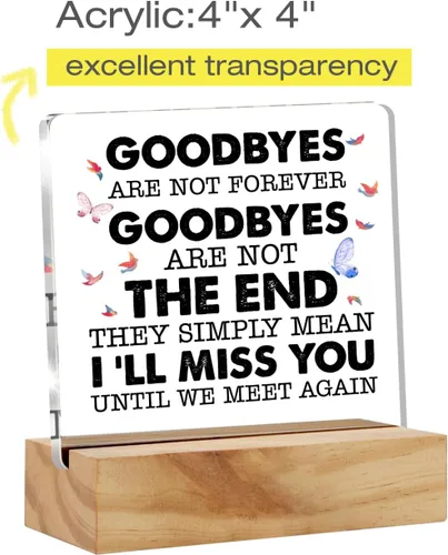 Vista 2 de In Loving Memory Regalos para la pérdida de un ser querido, citas conmemorativas "Goodbyes Are Not Forever" Decoración de escritorio de acrílico