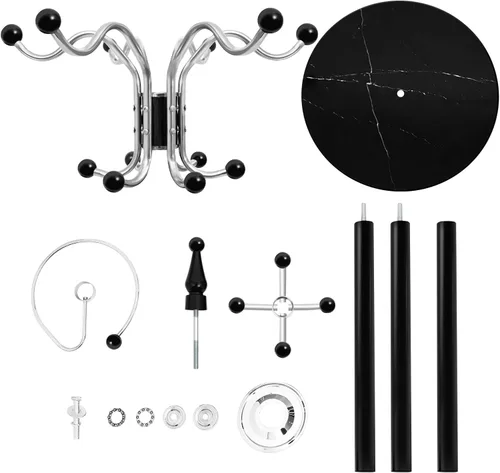Vista 9 de Perchero de metal para sombreros de 16 ganchos con base de mármol natural, soporte de perchero resistente, perchero moderno para entrada, sala