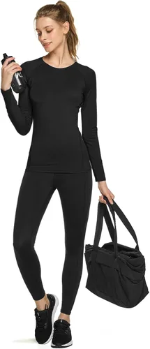 Vista 8 de TSLA - Paquete de 1 o 3 unidades de camiseta de compresión deportiva para mujer, ajuste fresco y seco, camiseta de manga larga para entrenamiento