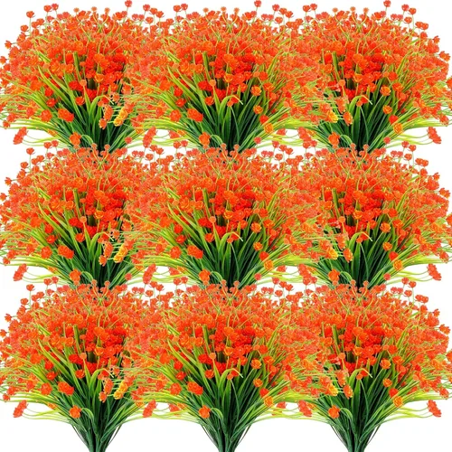 Vista 15 de Hoteam 40 paquetes de flores artificiales para exteriores, resistentes a los rayos UV, plantas de plástico para exteriores, primavera, verano