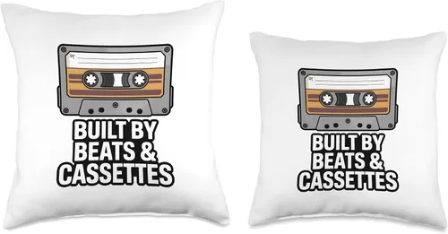 Vista 3 de Built by Beats and Cassettes Retro Music Tape Throw Pillow