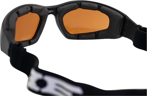 Vista 5 de Epoch Eyewear Gafas deportivas acolchadas para motocicleta, color negro con lente ámbar