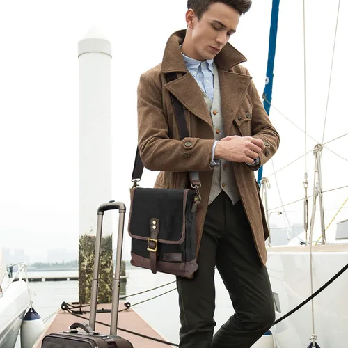Vista 4 de SHANGRI-LA Bolsa de mensajero para hombres y mujeres, bolso de lona cruzado, bolso de hombro casual