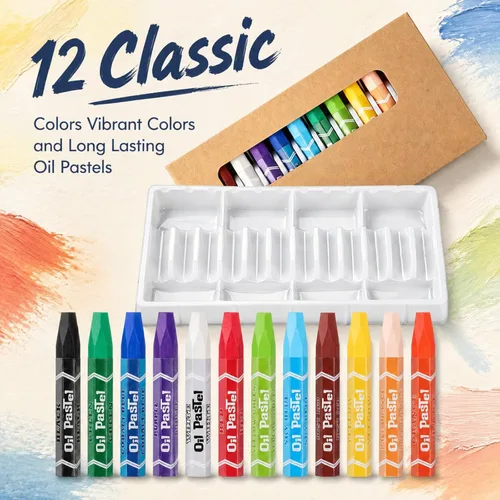 Vista 3 de Ctosree 10 paquetes de pasteles al óleo a granel, 12 colores lavables Marrón