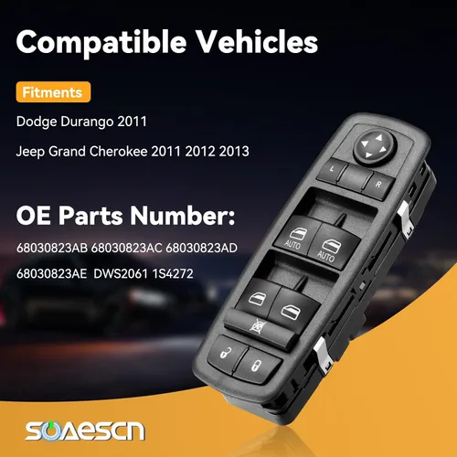 Vista 2 de Interruptor principal de ventana eléctrica lateral para Jp Grand Cherokee 2011-2013, Dodge Durango 2011, conjunto de control de interruptor
