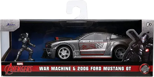 Vista 4 de Jada Toys Marvel 1:32 2006 Ford Mustang GT - Coche fundido a presión con figura de máquina de guerra de 1.65 pulgadas, juguetes para niños y adultos