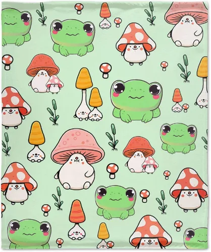 Vista 10 de Manta de rana y hongos, manta suave y acogedora de franela para sofá, cama, sala de estar, 40 x 30 pulgadas (XS) para mascotas