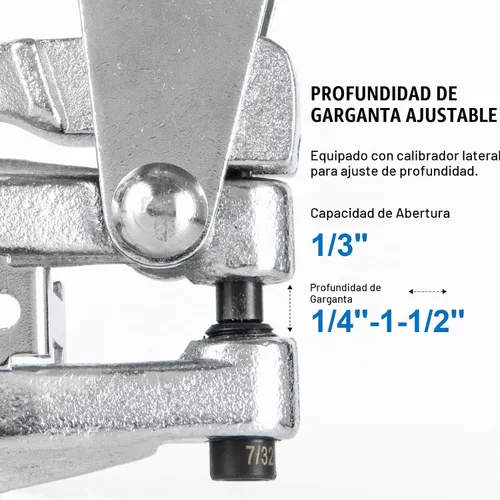 Vista 3 de Juego de herramientas para perforar agujeros de metal, perforadora profesional resistente para metal, mano de 3/32 a 9/32 pulgadas para chapa de Azul